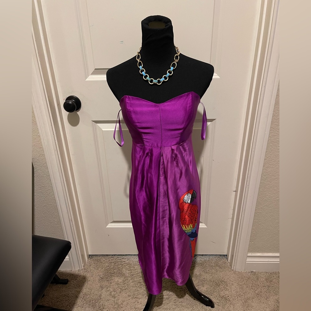 Purple Ruched Strapless Sundress for Prom